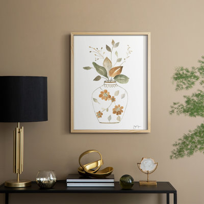 «Neutral Floral I», reproduction encadrée - bois massif