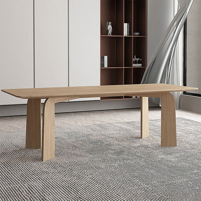 Modern Burlywood Rectangular Solid Wood Dining Table