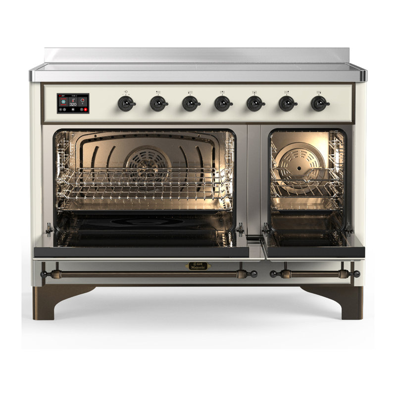 Majestic III Series 48 Inch Induction Range with 6 Induction Elements in Antique White (Chrome Trim), Antique White