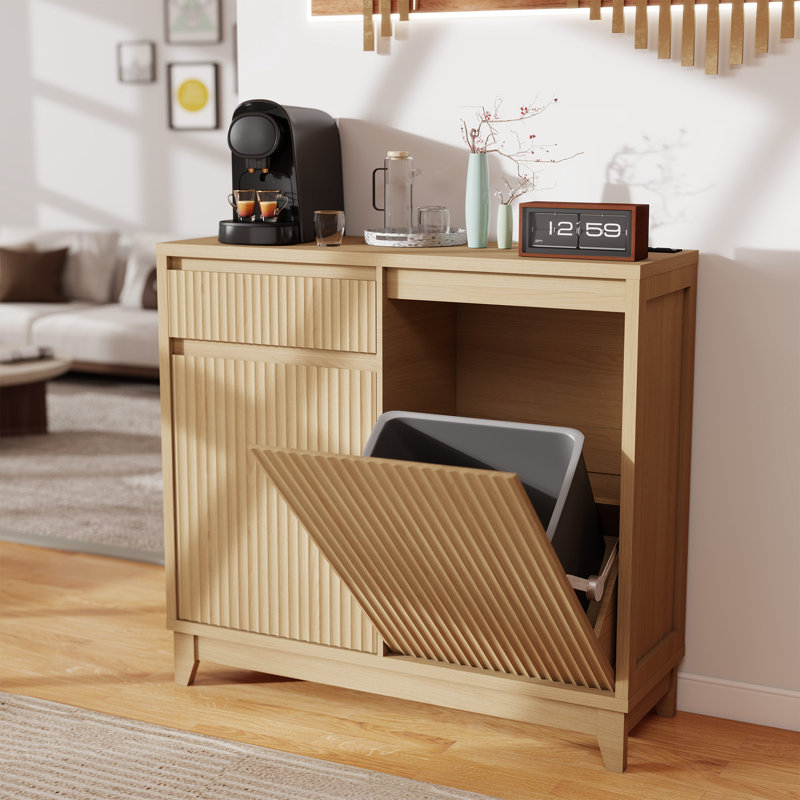 Armoire poubelle inclinable avec tiroirs 13 gallons, Brun orangé