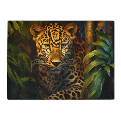 Leopard Photograph 8K  Glass Chopping Board