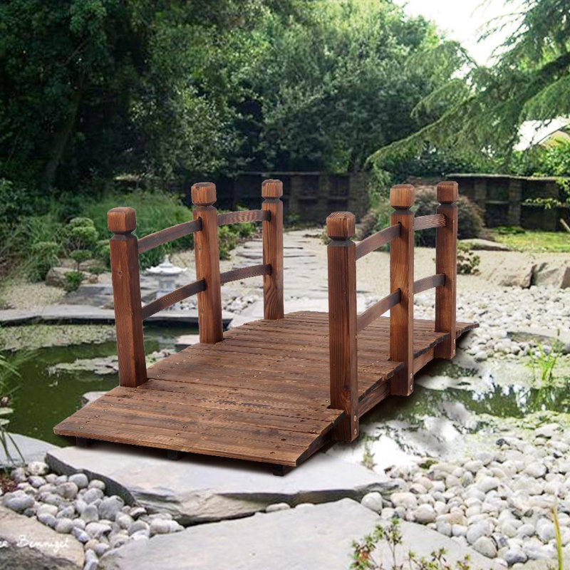 Wood Garden Bridge Garden Sign, Brown