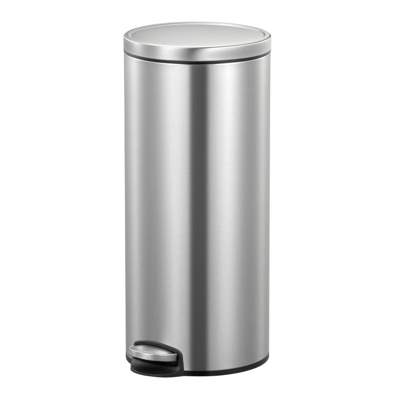 Eva Steel Step On Kitchen Trash Can, Stainless Steel, 30 L