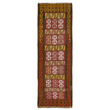 Red & Yellow Vintage Kilim Wool Runner - 3'5"" x 11'1""