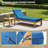 21in 2 Pcs Chaise Lounge Cushions Outdoor, Waterproof Furniture Cushions With Removable Cover, Beige/Blue-1386321983