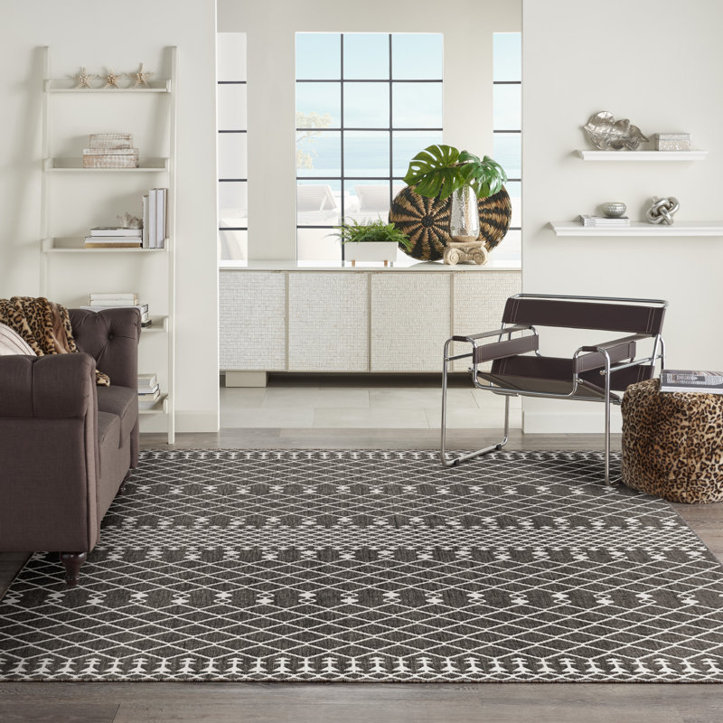 Robbs Rectangle Indoor/Outdoor Area Rug, Rectangle 6' x 9', Black