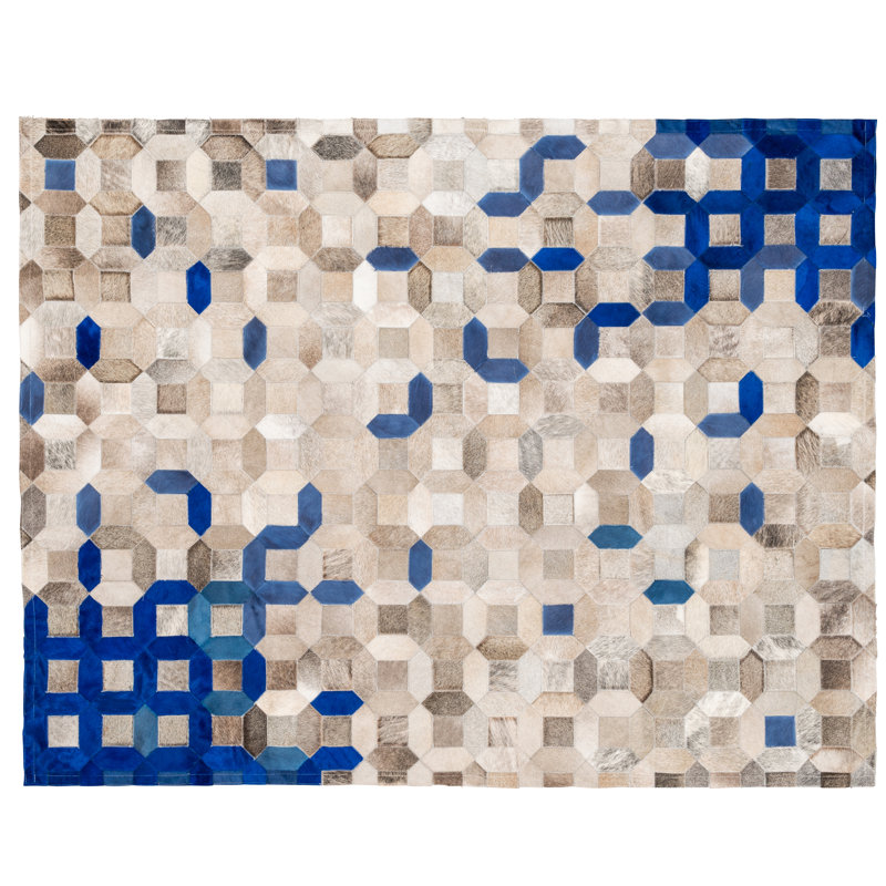 Trellis Cowhide Geometric Indoor Rug