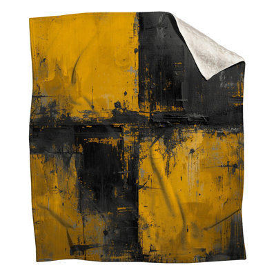 Yellow Black Abstract Painting Blankets