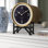 Quartz movement / Crystal Tabletop Clock in Black Brass