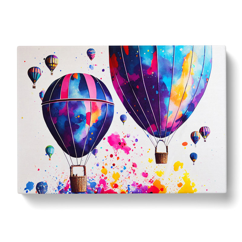 Colourful Hot Air Balloons Abstract - Wrapped Canvas, 40cm H x 60cm W x 3cm D