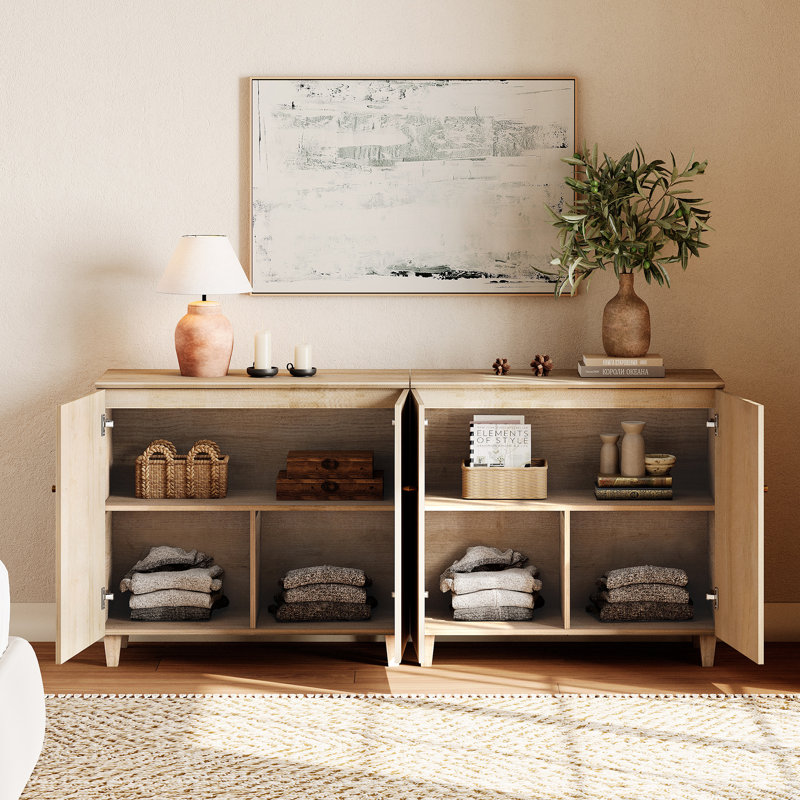 Lysiane 3-In-1 Dresser Chests With 3 Drawers And 2 Cabinets For Bedroom, Biscotti