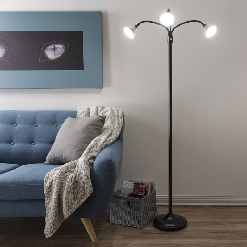 Lampe sur pied à branches en T 69 po Cammy - Lampe écoénergétique avec bras réglables, Noir