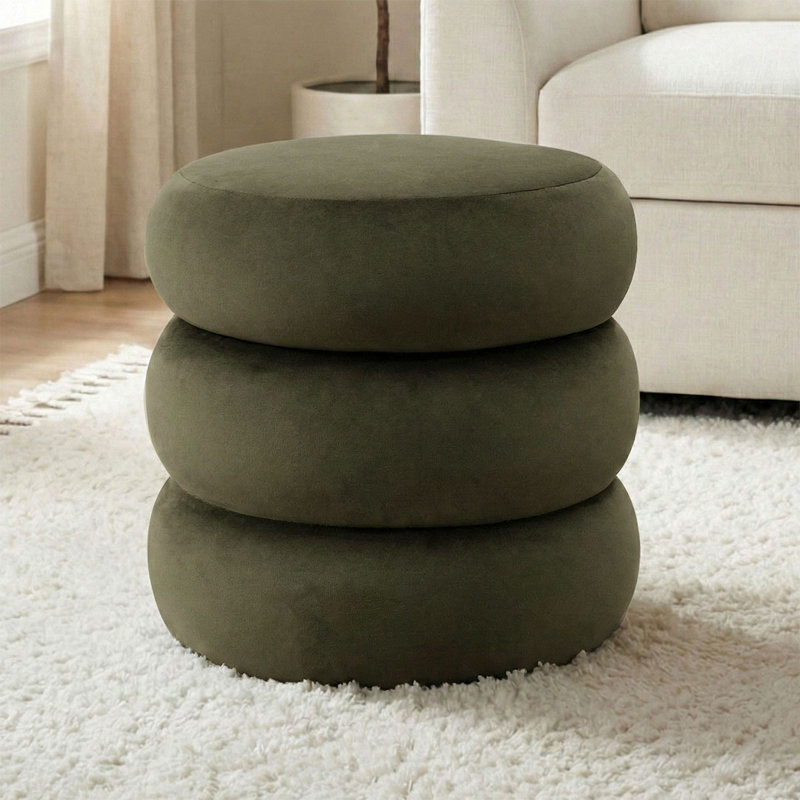 Repose-pieds l 19,5 po avec rangement moderne en velours, Vert