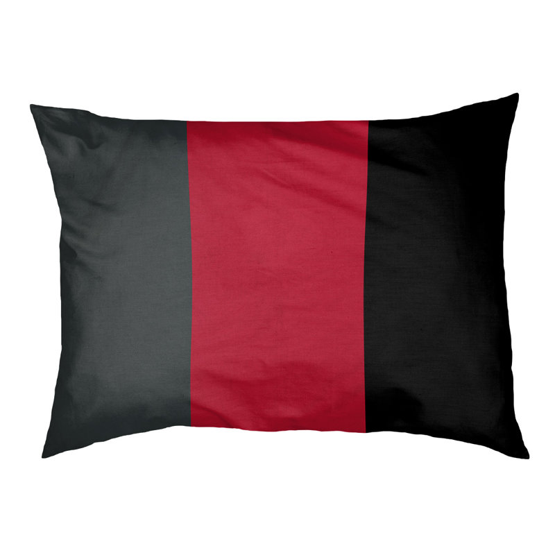 Oreiller rectangulaire New York, Moyen (L 30 po x l 40 po), Gris acier / rouge / noir