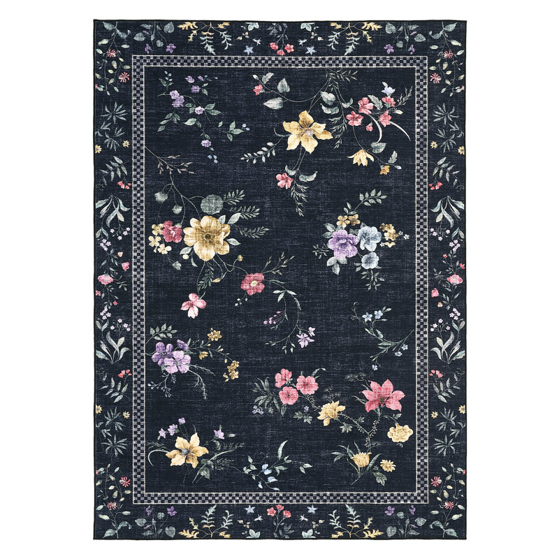 Washable Area Rugs for Living Room,Indoor Modern Floral Bedroom Rugs for Dining Room Office,Contemporary Home Decor Rug