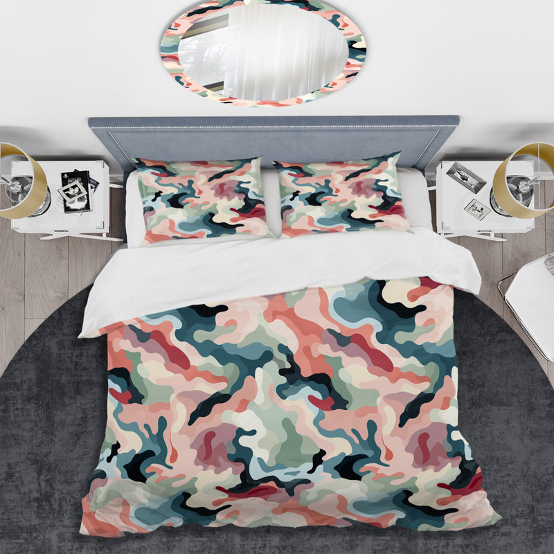 Ensemble de housse de couette abstrait Mathumitha, Housse de couette pour très grand lit et 2 très