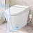 Smart Toilet Without Bidet - Heated Seat, Dual Flush, Foot Sensor, Night , Modern Style Seat 4 Levels, Auto White Color