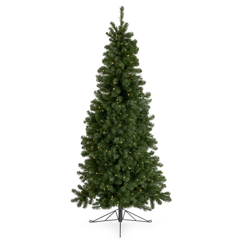 Home Heritage Artificial Half Pine Christmas Tree Prelit, 7'