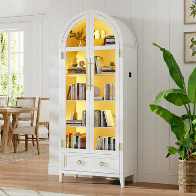Arched Storage Display Cabinet With Led Lights, Adjustable Brightness & Smart Human Induction by Wrought Studio