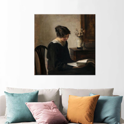 Elegant Lady in Black Printed Canvas Artwork by Carl Holsoe,1P BlackFramedCanvas