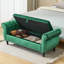 Banc repose-pieds rectangulaire en velours avec rangement et 1 coussin décoratif