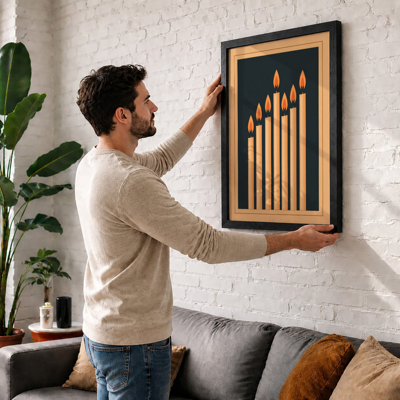 Nine Candles In Remembrance Minimalist - Print, A2 - 59.4 x 42.0 cm, White