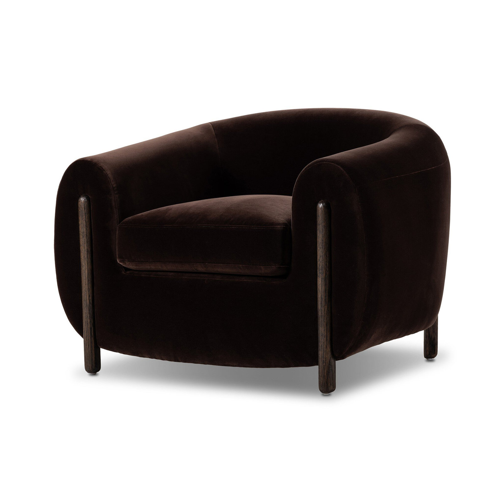 Bruno Genuine Leather Barrel Chair, Surrey Cocoa Cotton Blend