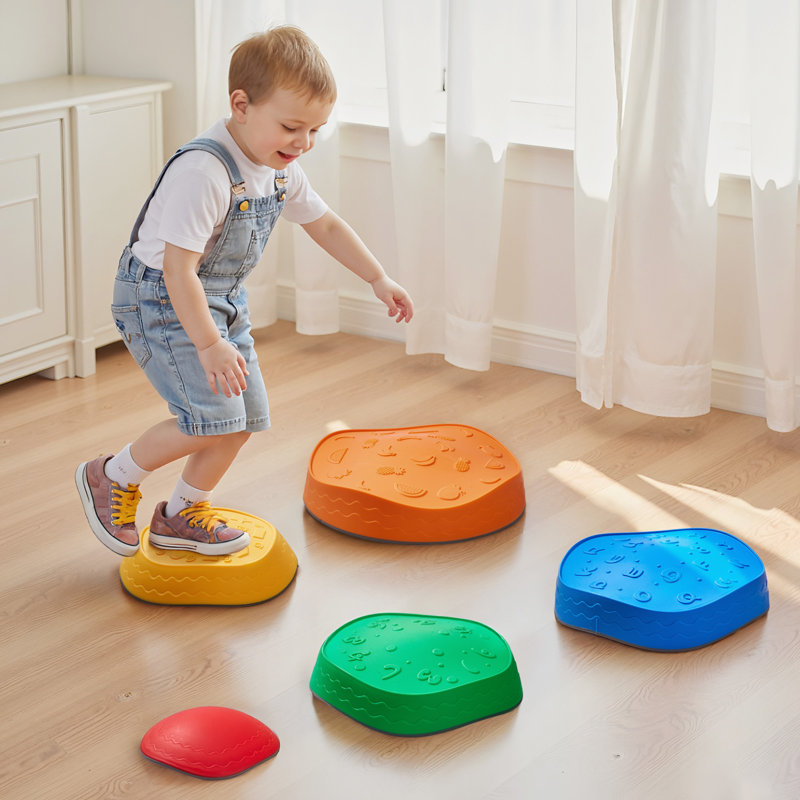 Balance Stepping Stones for Kids, 5 PCS, Up to 220 lbs, Non-Slip Toddlers Sensory Stepping Stones, Obstacle Course Coordination Game Toys Indoor or Outdoor Play for Children Aged 3 4 5 6 7 8+