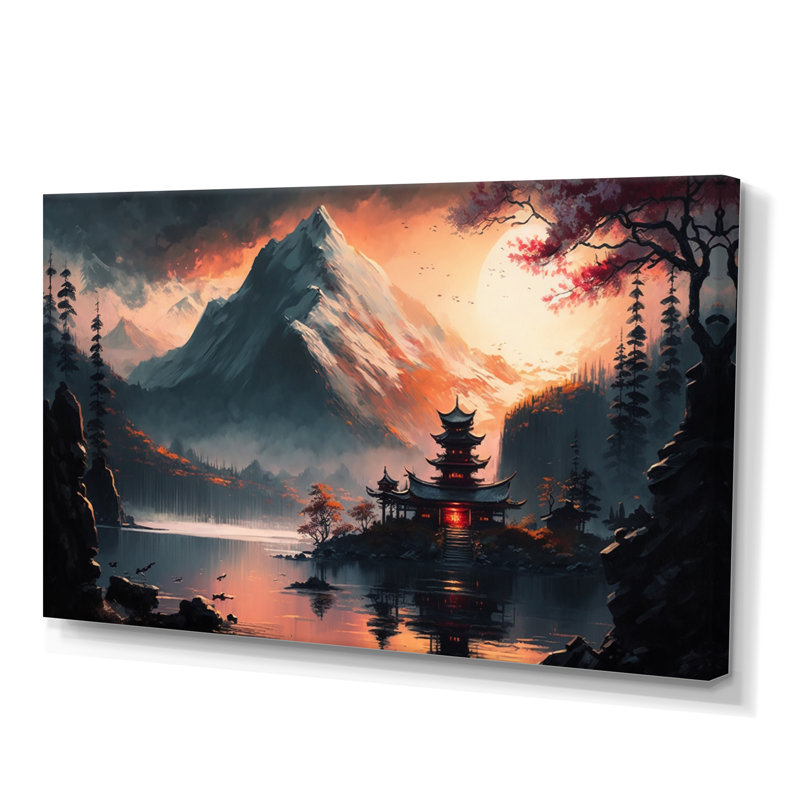 «Architectural Building on Island Landscape IV», reproduction sur toile, L 20 po x H 12 po, Toile tendue