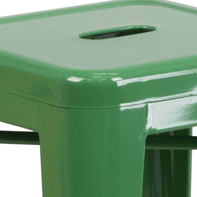 Kai Industrial Style Bar Stool - Set of 4 - Modern Metal Counter or Bar Height, Green, Counter Stool (24" Seat Height)