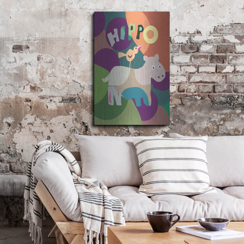 Art mural en métal «Hippo» par Holly McGee, H 36 po x l 24 po
