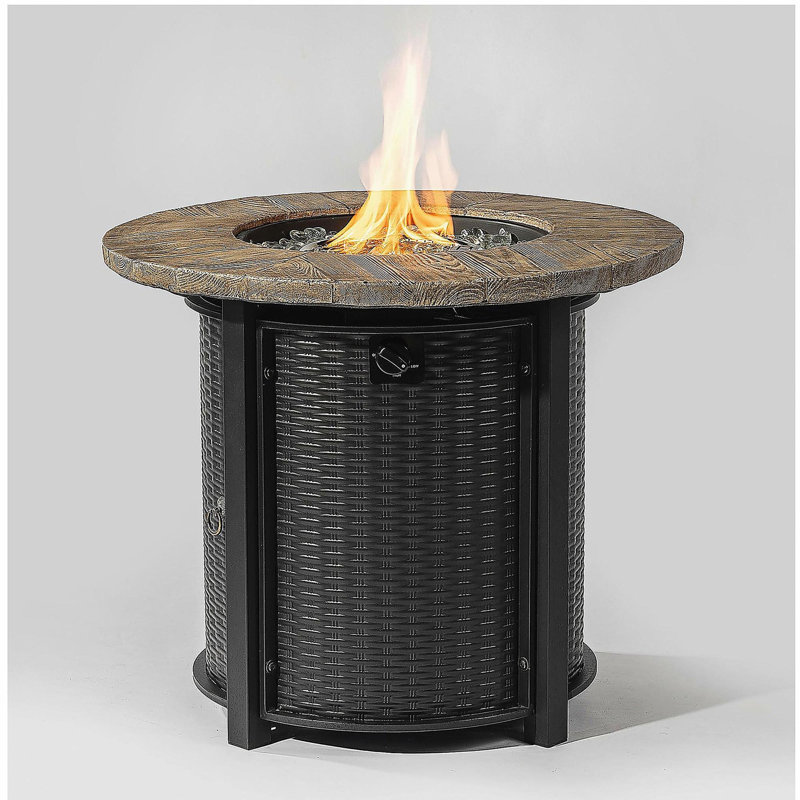 Circular propane pit table with lava rock