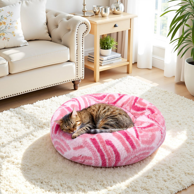 Réchauffant un beignet rond, Moyen (H 8 po x l 30 po x P 30 po), Rose / Rouge / Blanc