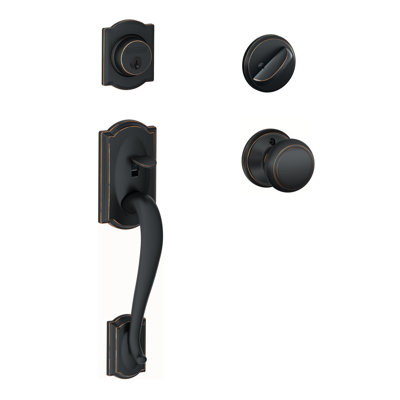 Camelot Handleset with Single Cylinder Deadbolt and Andover Door Knob and Rosette