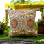 Indoor / Outdoor Floral Print Red Square Throw Pillow Cover