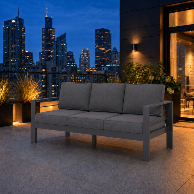 Canapé d'extérieur 75 "avec coussins 75", Gris / Gris