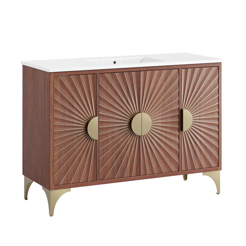 Daylight 48" Single Sink White Walnut Mango Wood Bathroom Vanity