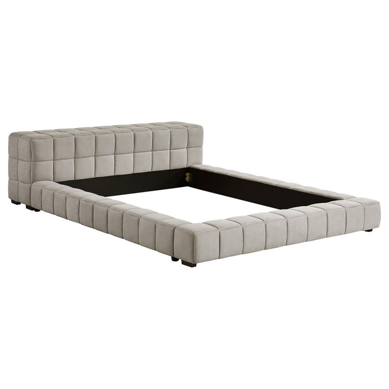 Lit plateforme tapissier Clairsville, Double, Taupe clair