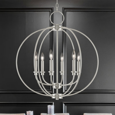 6 - Light Candle Style Globe Chandelier
