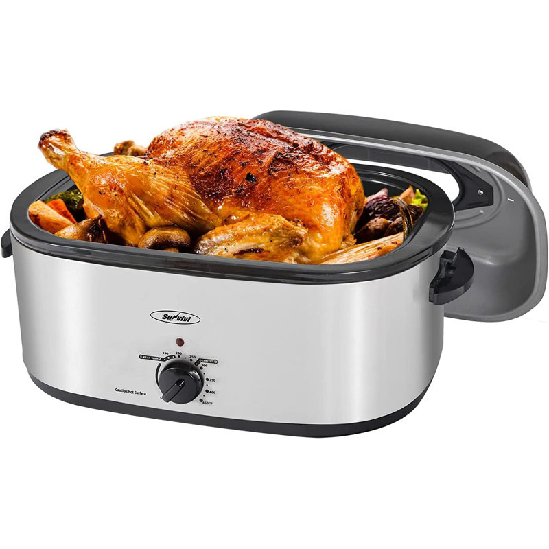 Sunvivi Electric Roaster Oven with Removable Pan, Silver, 24 quarts