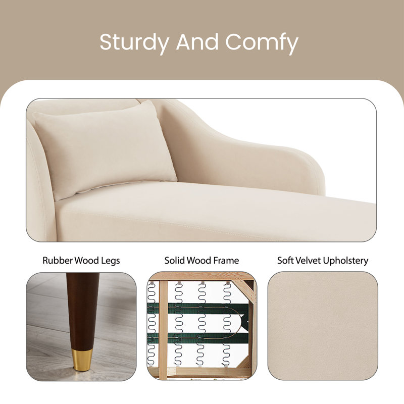 Revêtement en velours de chaise longue Modern, Velours beige
