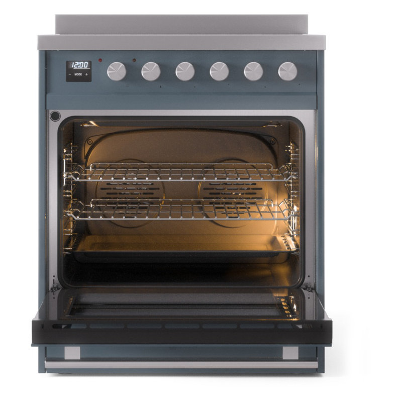 Cuisinière à induction 30 po ILVE Professional Plus II, 4 éléments à induction (porte vitrée), Bleu gris / acier inoxydable