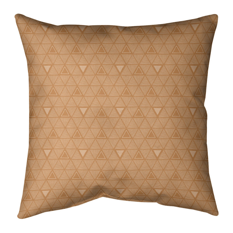 Triangles dessinés à la main Coussin décoratif, Bourre en polyester, Orange froid, Faux lin
