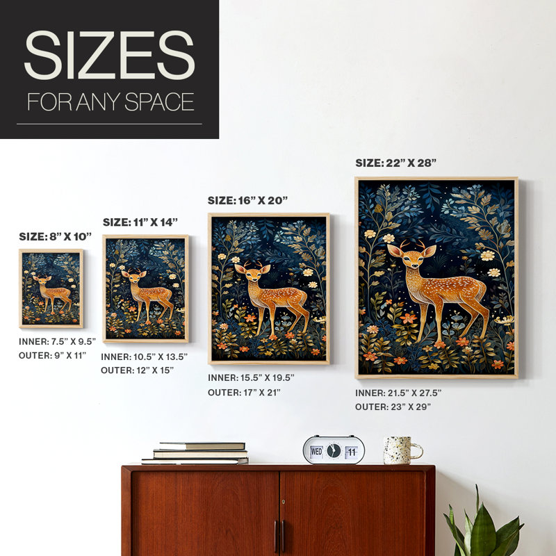 ANIMALS Series CDLxxvii, reproduction encadrée - bois massif, Naturel, H 11 po x l 9 po