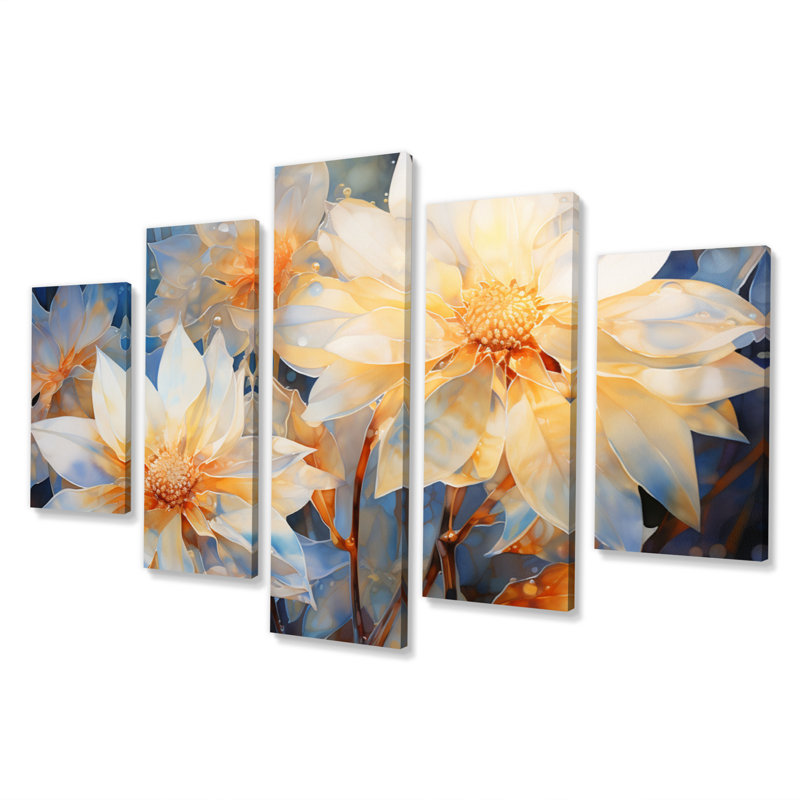 Belles fleurs - impression sur toile florale - 5 panneaux