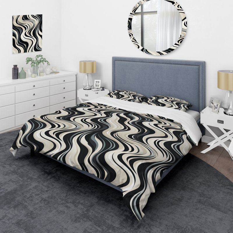 Ensemble de housse de couette noir et blanc, Housse de couette pour très grand lit et 2 très