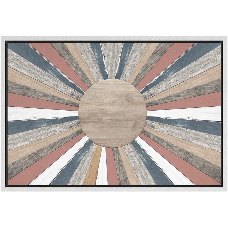 Panneau soleil et lune arc-en-ciel pastel brillant encadré sur toile, Blanc, H 16 po x l 24 po x P 1,5 po