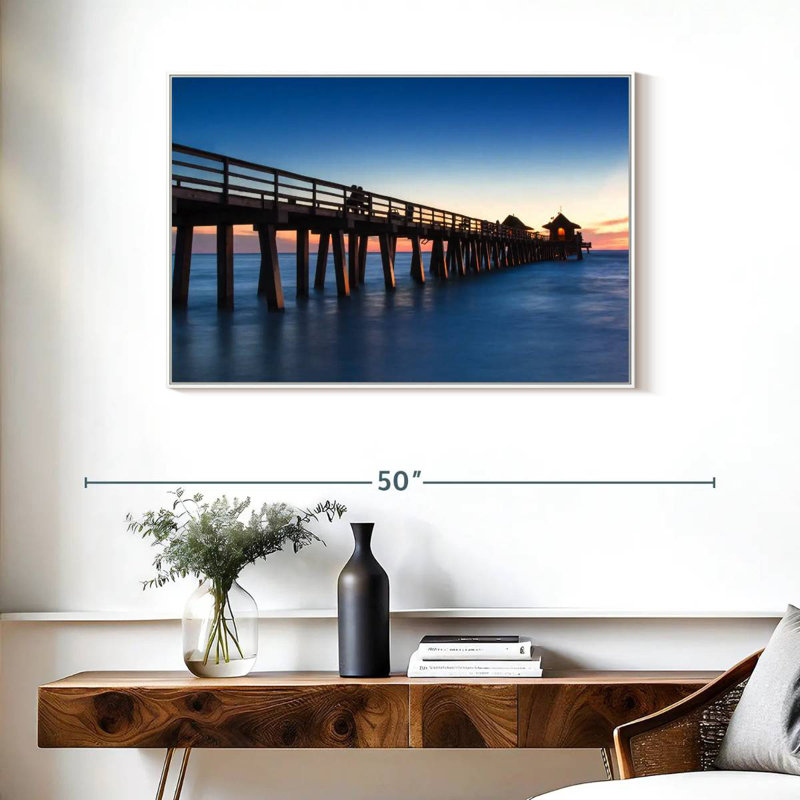 Naples Beach Pier, Cadre flottant blanc, 37 po x 25 po