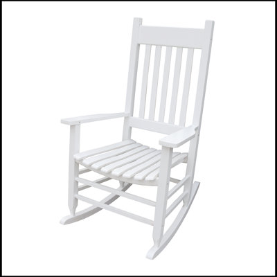 Shirlina Solid Wood, Durable, Large Solid Wood Rocking Adirondack Chair Sturdy slatted back rest for comfort and safety by Winston Porter