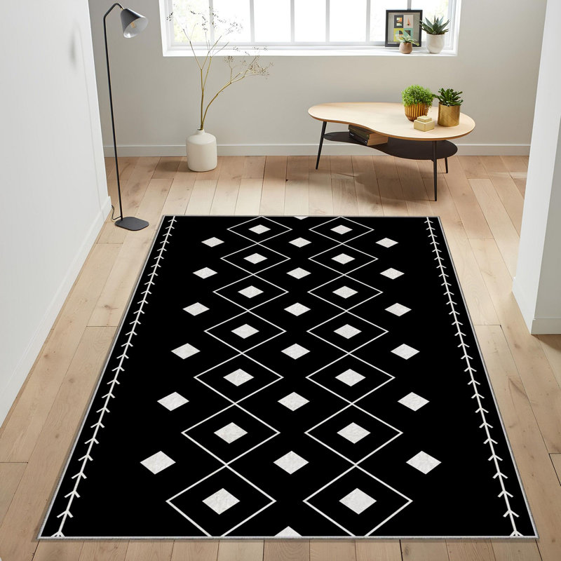 High-Quality Woven Carpet, 5.2 x 7.5 Feet, 100% Polyester, 740 g/m² | Non-Slip Felt Dot Underside, 0.16 in Pile Height | Machine Washable (30°C), Easy to Clean | Stylish Digital Print, Perfect for Living Room & Bedroom